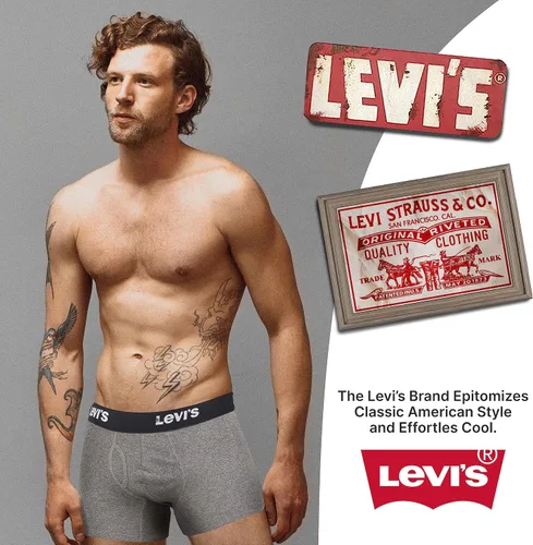 Vista 7 de Levi's Calzoncillos tipo bóxer de algodón transpirable para hombre, paquete de 6