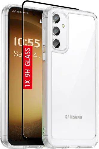 Vista 9 de Funda para Samsung S23 FE, Samsung Galaxy S23 FE 5G, con protector de pantalla de vidrio templado, 4 bolsas de aire incorporadas, no amarillea