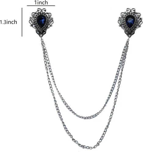 Vista 5 de ROFARSO Elegancia vintage Broche de cadena con doble diamantes de imitación con cuello de lágrima de ROFARSO