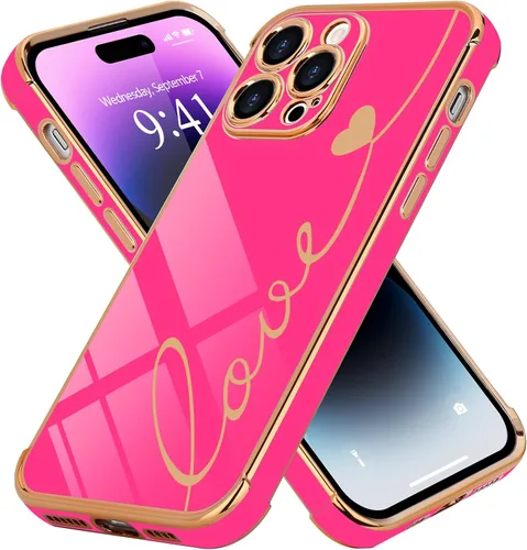 Vista 41 de LCHULLE Funda compatible con iPhone 12 para mujeres y niñas, bonito diseño de corazón de amor con enchapado de lujo, cubierta de TPU suave a prueba