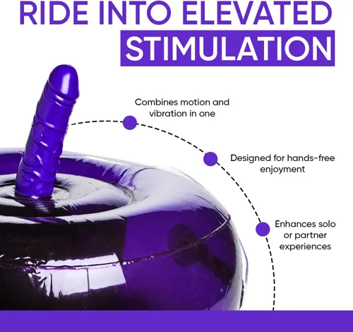 Vista 2 de Lynx Asiento de montar inflable consolador vibrador púrpura, asiento vibratorio inflable con vibración de velocidad multi y control remoto