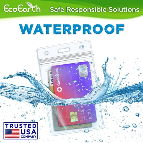 Vista 2 de EcoEarth - Soporte para tarjetas de identificación con borde suave - Nivel premium sellable de 3 x 4 pulgadas, paquete de 100 - Protector vertical