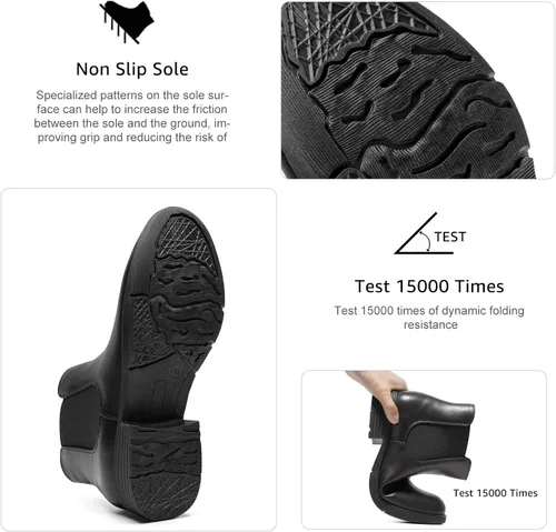 Vista 5 de Botas de tobillo para mujer con cremallera, botas Chelsea de moda, cómodas botas de tacón bajo