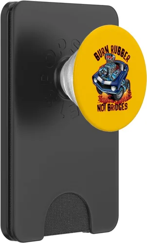 Vista 8 de Burn Rubber Not Bridges Fun Retro Nostalgia Car Cartoon Art PopSockets Adhesive PopGrip