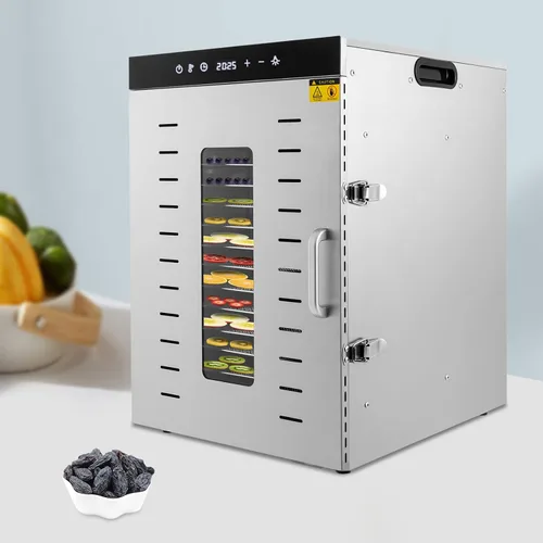 Vista 2 de Deshidratador de alimentos de 16 bandejas de acero inoxidable, máquina secadora de alimentos comerciales para carne seca, carne, frutas, hierbas