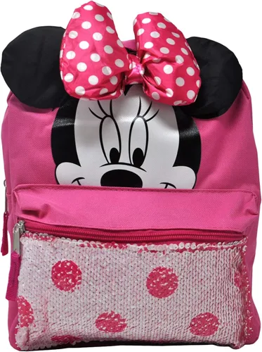 Vista 3 de Disney Minnie Mouse Mini mochila preescolar para niñas (12) (paquete de suministros escolares de Minnie Mouse)