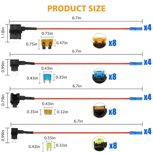 Vista 5 de 16 adaptadores de grifo de fusible para agregar un circuito, adaptador de fusible de 12 V, mini micro2 estándar y grifos de fusible de perfil bajo
