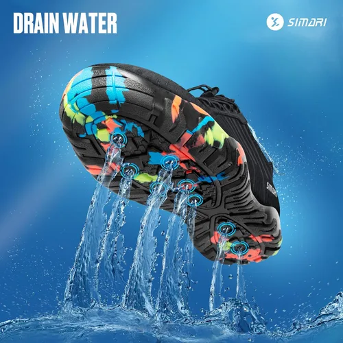 Vista 5 de Simari Zapatos de agua para mujer, hombre, natación, playa, piscina, deportes acuáticos, secado rápido, estilo descalzo, buceo, surf y caminar