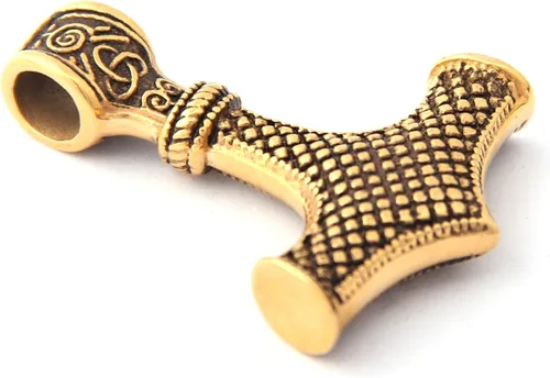 Vista 3 de Gungneer Thor Hammer Pendant Mjolnir Necklace 18K Gold Plated Stainless Steel Norse Viking Jewelry for Men Women