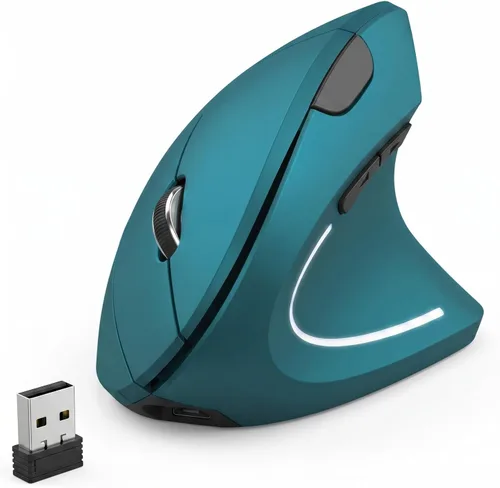 Vista 12 de Ratón inalámbrico vertical ergonómico, elegante, recargable, 2.4G, ratón óptico inalámbrico con receptor USB, 800/1200/1600 DPI, 5 botones