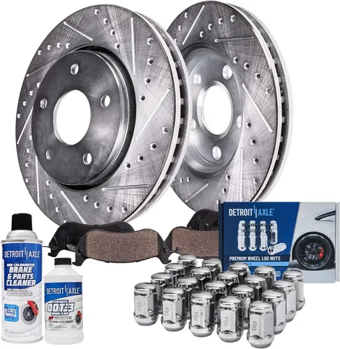 Vista 43 de Detroit Axle - 4 rotores de freno para Chevrolet Cruze 2014 2015 [modelos de motores de gas] Rotores de freno de disco perforados y ranurados