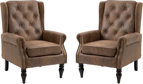 Vista 18 de Mid-Century - Silla de ala alta, moderna silla decorativa de tela con mesa auxiliar de madera maciza, sofá individual de ocio para sala de estar