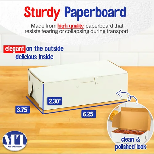 Vista 2 de MT Products White Eclair - Caja de donas de 6.25 x 3.75 x 2.20 pulgadas, cajas desechables para panadería sin ventanas (paquete de 250) – Fabricado