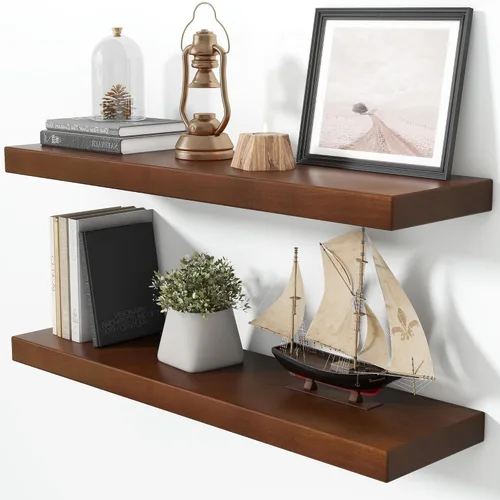 Vista 23 de Estantes flotantes de 20 pulgadas para pared, estante flotante de madera maciza de alta gama con soporte invisible resistente, estantes de pared