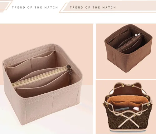 Vista 3 de Lckaey Organizador de bolso para NOE bolsa interior NOE BB bolsa de cubo Petit NOE NM bolsa de almacenamiento pequeña cremallera insert3053khaki-L