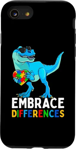 Vista 13 de Carcasa para iPhone 15 con diseño de rompecabezas de dinosaurios, concientización del autismo para niños