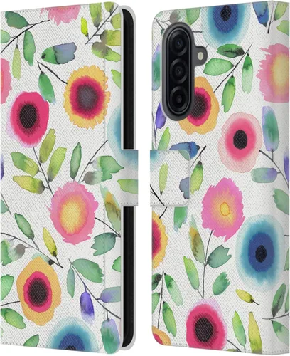 Vista 214 de Head Case Designs Officially Licensed Ninola Ditsy Flowers Yellow Nature Bold Leather Wallet Case Compatible with Samsung Galaxy A07 4G