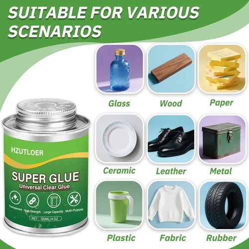 Vista 6 de Super Glue, pegamento transparente con pincel, adhesivo fuerte multiusos de 4 oz, pegamento super instantáneo multiusos para madera, cerámica