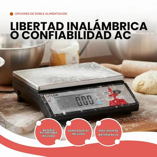 Vista 3 de Taylor Precision TE10R - Báscula digital para porciones de 10 libras con plataforma S/S