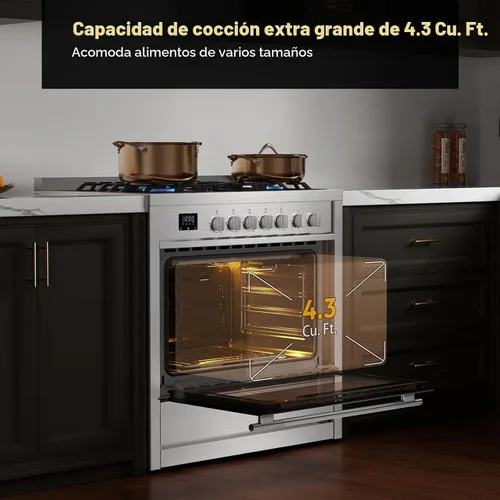 Vista 6 de Empava Gama de gas profesional de 36 ″ con quemador eléctrico de triple anillo de 18K BTU