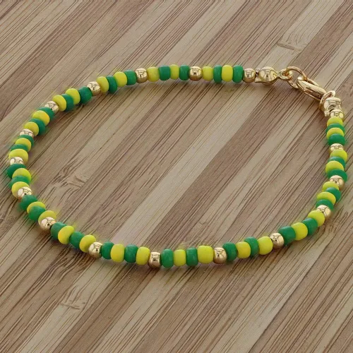 Vista 2 de In Season Jewelry Babalawo - Pulsera unisex con cuentas doradas y amarillas para hombres y mujeres adultos, Plástico, Sin gemas.