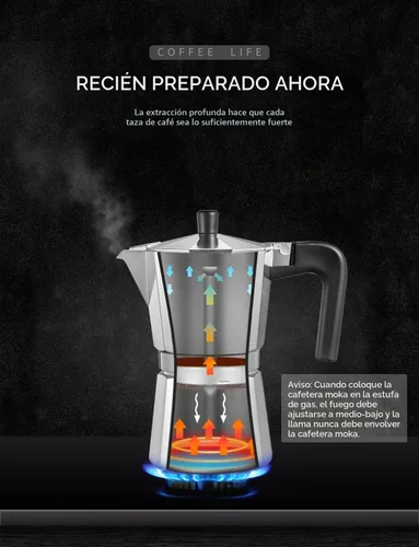 Vista 3 de Yabano - Cafetera de café italiano Moka de 9 tazas