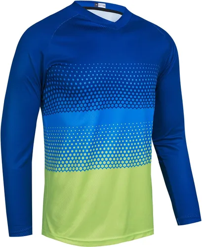 Vista 2 de JPOJPO Camiseta de ciclismo para hombre, camiseta de manga larga, para bicicleta de montaña, motocicleta, ropa anti-UV