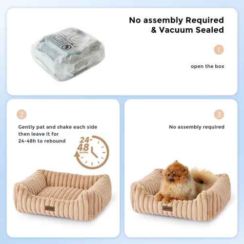 Vista 5 de ZOMISIA Camas pequeñas para perros pequeños, camas lavables para gatos de interior, cama ortopédica rectangular para cachorros con funda extraíble