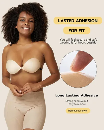 Vista 2 de Niidor - Sostén adhesivo de silicona sin tirantes para vestido sin espalda