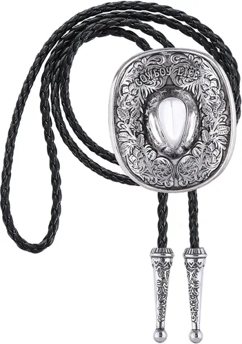 Vista 129 de Jeilwiy Corbata de bolo para hombre, corbata de vaquero occidental, collar de corbata de bolo dorado, corbata de cuero, corbata de Halloween