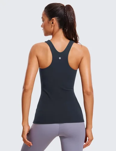 Vista 2 de CRZ YOGA Butterluxe - Camiseta sin mangas de cuello alto con espalda cruzada para mujer, con brasier integrado, para entrenamiento, yoga, atlética