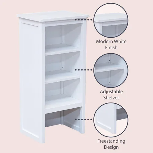 Vista 5 de Alaterre Furniture Dorset - Estantería de baño de 13 pulgadas de profundidad con estantes ajustables, armario de baño blanco para toallas, artículos