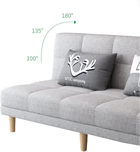 Vista 3 de LAKIQ Sofá cama moderno de mezcla de lino, futón para sala de estar, dormitorio, sofá cama convertible de espuma viscoelástica, sofá cama de día