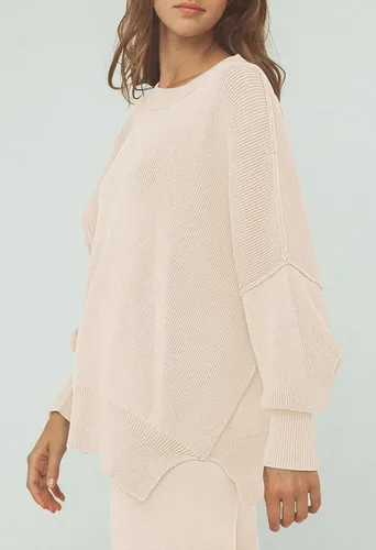 Vista 5 de AOHITE Conjunto de 2 piezas para mujer, suéter de punto acogedor y pantalones de pierna ancha