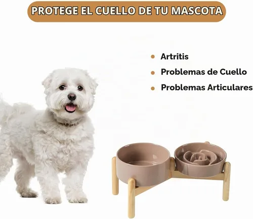 Vista 7 de Havniva Cuencos elevados para perros de alimentación lenta, 6.1 pulgadas 1 x café marrón - C