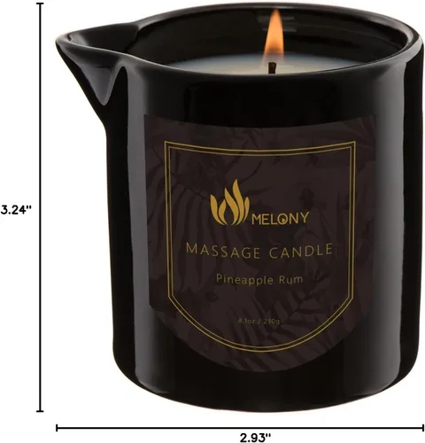 Vista 8 de MELONY Vela de masaje Suavizante suave para piel nutrida, hidratada y equilibrada 8.1 oz (ron de piña)