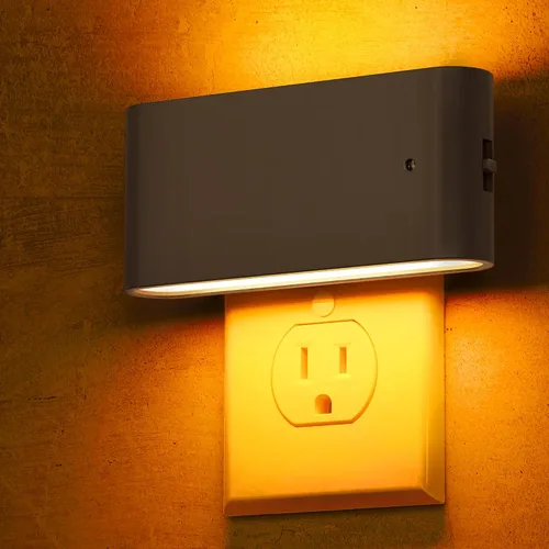 Vista 10 de L LOHAS LED - Luz nocturna LED, paquete de 2 luces nocturnas LED modernas enchufables en la pared con sensor de atardecer a amanecer, 0-100LM