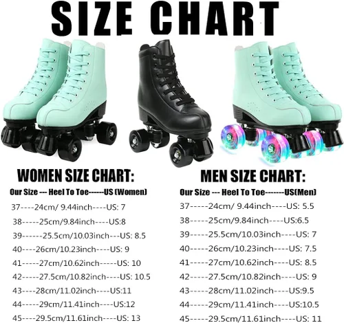 Vista 2 de Jessie - Patines de piel sintética ajustables de cuatro ruedas de alta calidad para mujeres, hombres, niños y niñas - Interior y exterior