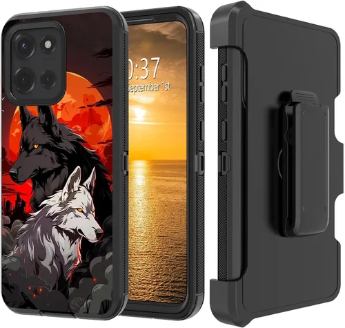 Vista 120 de Funda para Moto G Stylus 5G 2023 con funda de clip para cinturón y soporte, resistente de doble capa, resistente a prueba de golpes, para Motorola