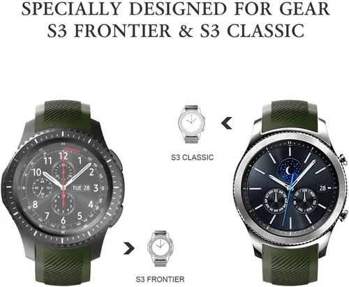 Vista 3 de NotoCity Correa de repuesto para Gear S3 Frontier sin huecos, correa de repuesto de silicona para Gear S3 Frontier/Classic/Galaxy Watch 1.811 in