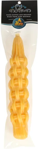 Vista 4 de Vela Havdalah trenzada de cera de abejas – Trenza gruesa y redonda – Cera de abejas bañada a mano – 2 x 11 pulgadas – Regalo de Shabat Judaica – por