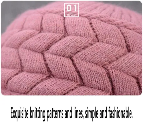 Vista 6 de XYX Gorro de lana para mujer, cálido, elástico, suave, con visera de punto, con visera