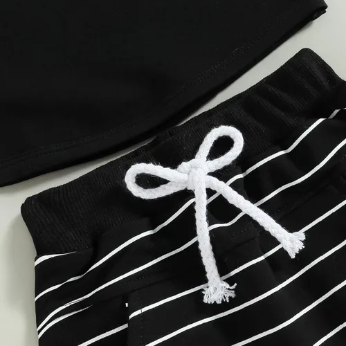 Vista 4 de Conjunto de pantalones cortos para niños pequeños, camiseta estampada junto al mar, 2 piezas, ropa de verano