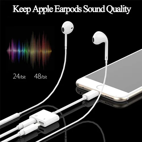 Vista 11 de [Certificado Apple MFi] Divisor de adaptador de auriculares para iPhone, 2 en 1, cargador Lightning doble, adaptador de audio auxiliar para iPhone