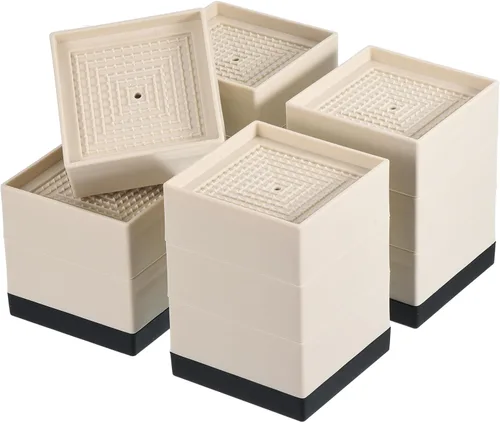 Vista 8 de uxcell Elevadores de cama, 4 piezas, elevadores de muebles de 1.5 pulgadas, elevador de sofá cuadrado ajustable con alfombrilla antideslizante