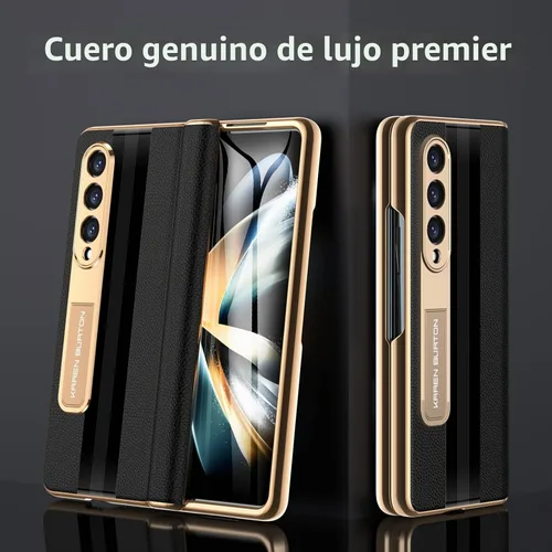 Vista 2 de Funda para teléfono Samsung Galaxy Z Fold 4 [piel auténtica de lujo Premier] [Protección de bisagra de cuerpo completo]