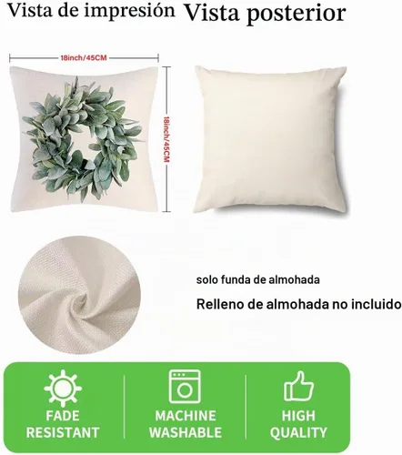Vista 3 de wyooxoo - Juego de 4 fundas de almohada de 18 x 18 pulgadas, fundas de almohada azules estilo granja, fundas de cojín decorativas para sofá, sillón