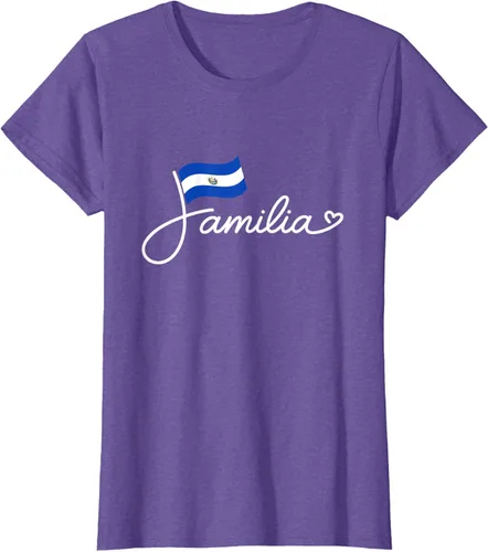 Vista 24 de El Salvador Familia - Camiseta con texto en inglés "La Familia de la Bandera Salvadoreña