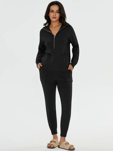 Vista 3 de DEEP SELF Women's Sweater Sets Two Piece Outfits Long Sleeve Pullover Half Zip Jogger Pants Lounge Sets with Pockets