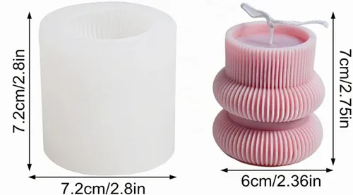 Vista 2 de Molde de silicona para velas a rayas de barril Molde de jabón para velas de pilar geométrico, molde de fondant, molde para hornear pastel